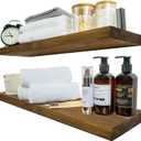 BGMG Wood Floating Shelves for Wall 24 inch Set of 2, Rustic Wooden Wall Mount Shelves for Bathroom Living Room Bedroom Kitchen Farmhouse -24x 6.7-Dark Walnut