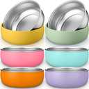 Nuogo 6 Pcs 304 Stainless Steel Baby Bowls with Removable Silicone Shell Toddler Bowls Kids Anti Scald Snack Container for Food Feeding, Dishwasher Safe (Fresh Color)