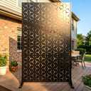 6FT Metal Privacy Screen Outdoor Decorative Laser Cut Privacy Fence Panel for Patio, Deck & Garden, Rustproof Steel Privacy Divider, Modern Geometric Design, Freestanding Outdoor Privacy Screen