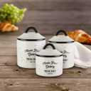 American Atelier Canister Set 3-Piece Glass Jars in Small, Medium, Large. Main St. Design w/ Airtight Lids for Cookies, Candy, Coffee, Flour, Sugar, Rice, Pasta, Cereal & More, 6x8"