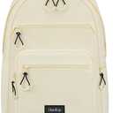 HanTrip Carry On Travel Backpack For Women, 18 Inch Water Resistant Large Backpack Lightweight Bookbag For Men, 8x14x18 Personal Item Bag Casual Daypack Backpacks For Work Office Commuter (Offwhite)