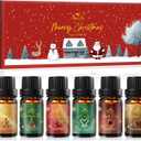Winter Essential Oil Set | 6 Pack Holiday Fragrance Oils for Diffuser, Candle Making | Christmas Tree, Spice, Gingerbread, Apple Cider, Candy, Cranberry | Aromatherapy Gift Set for Home & Women