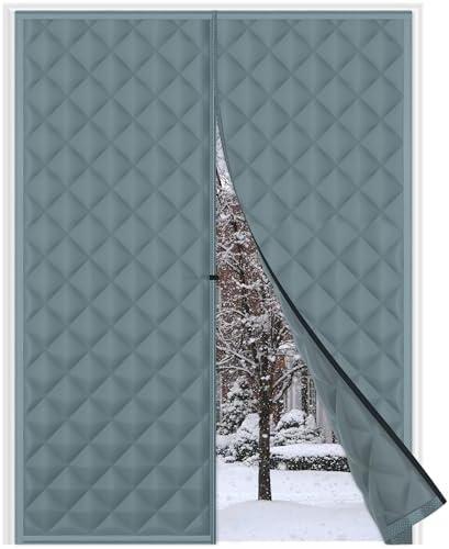 RELIANCER Magnetic Thermal Insulated Door Curtain,Waterproof Oxford Cloth Door Cover,Fits 46"x82" Doors,Cotton Fiberfill Doorway Curtains,Winter Insulated Doors Net Screen,Windproof Doorway Blanket