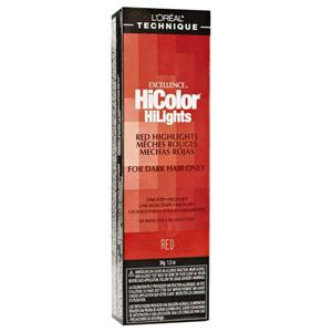 L'Oral Technique HiColor Red HiLights Permanent Hair Color for Dark Hair | Intense Red Highlights | No Pre-Lightening Required | Rich, No-Drip Creme | Quick Processing Time | Red