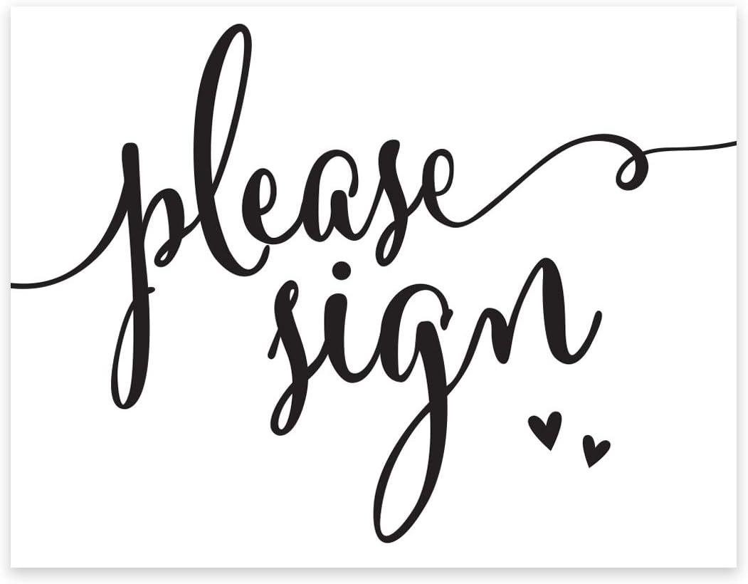 Andaz Press Wedding Party Signs, Formal Black and White, 8.5-inch x 11-inch, Please Sign, 1-Pack