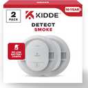 Kidde Smoke Detector, 10-Year Battery Powered, LED Warning Light Indicators, 2 Pack