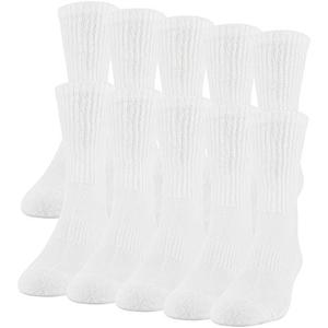 Gildan Men's Active Cotton Crew Socks, 10-Pairs, White, Shoe Size: 6-12