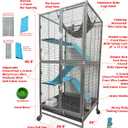 Deluxe Double Unit Two Full Story Durable Front Doors Tight 1/2-inch Wire Spacing Chew-Free Small Animal Critter Home Cage Water Bottle Food Bowl for Feisty Ferret Hammock Rat Mice On Wheels
