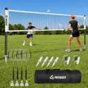 Badminton Set for Backyard, Outdoor Badminton Net with Anti-Sag Design, 4 Professional Badminton Rackets, 4 Shuttlecocks and Carry Bag for Lawn or Beach