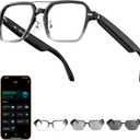 Smart Glasses for Men & Women, Aviator Bluetooth Glasses 165 Languages Translation with Photochromic Lens, AI Glasses for Meeting Analysis, Music, Hands-Free Calls, UV & Blue Light Protection