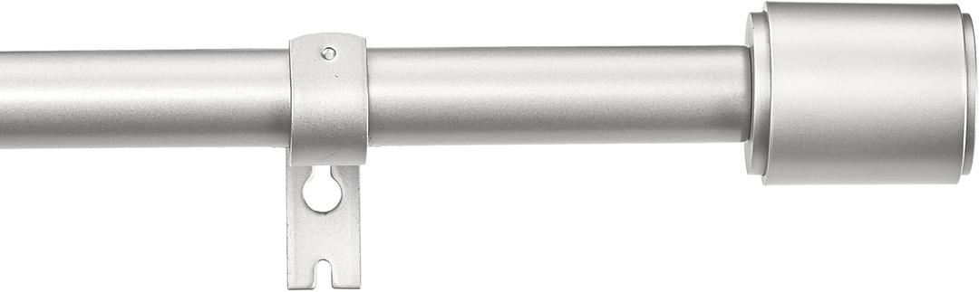 Amazon Basics Adjustable 1-Inch Heavy Duty Curtain Rod for Windows, Cap Finials, 72" to 144", Nickel