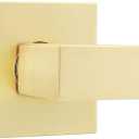 Leydebong 1 Pack Interior Passage Door Handle, Gold Door Knob Interior, Keyless Hallway Closet Door Levers, Heavy Duty Suqare Door Handle Set for Left or Right Handed Doors (Satin Brass)