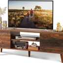 WLIVE TV Stand for 55 60 inch TV, Mid Century Modern TV Console, Entertainment Center with Storage for Living Room, Retro Brown 