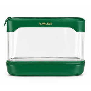 2pcs Flawles clear cosmetic bag, perfect for travel and easy organization of makeup, skincare, and beauty essentials