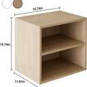 Garden 4 you Cube Storage Organizer Shelf, 2 Tiers Stackable Bookshelf, Wooden Display Bookcase with 2 Cube Storage, Small Storage Cabinet for Living Room Bedroom, Natural