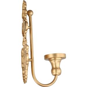 Antique Wall Candle Holder, Vintage Taper Candle Wall Sconce, Cast Iron Candlestick Holders Decor for Living Room, Fireplace and Yard Channel Farmhouse Fireplace Wedding(Gold)
