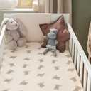 Premium Soft Cotton 52x28 Inches Muslin Crib Sheets Fitted Crib Mattress Sheet for Baby Girls & Boys, Soft Boho Neutral Toddler Bedding Bed Sheets Fits Well Standard Size Crib Mattress 28x52 Inches (E - Teddy Bear)