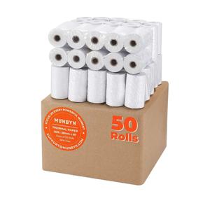 MUNBYN 2 1/4" inch x 50'ft Thermal Paper (50 Rolls), BPA Free Receipt Paper, 58mm Thermal Receipt Papers Fits All 58mm Thermal POS Printer, Square Terminal Credit Card Machines printers clearly