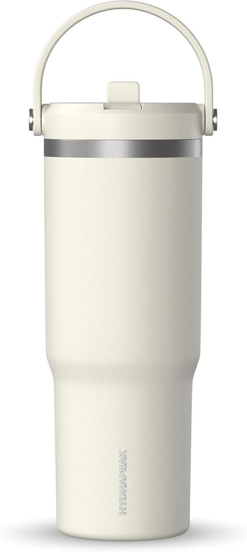Hydrapeak Nomad 32 oz Tumbler with Handle and Straw Lid, Leakproof, Double Insulated, 32oz Cup Stainless Steel (Ivory)