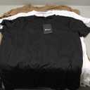 Ficerd 3 Pack Women's Maternity T Shirts, Short Sleeve Side Split Pregnancy Tops Casual Crew Neck Pregnant Tees Mama Clothes (Large, Black, White, Coffee)