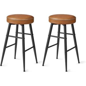 VASAGLE EKHO Collection - Bar Stools Set of 2, Counter Height Bar Stools, Kitchen Counter Stools, Mid-Century Modern Backless Counter Stools, 24.8-Inch Tall, Kitchen Island Home Bar, Caramel Brown