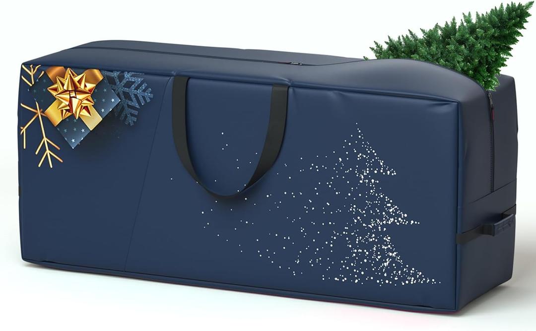 Christmas Tree Storage Bag - 7.5 ft Heavy Duty 600D Polyester Oxford with Wide Opening, Dual Zippers - Storage Container for Trees and Decorations (Blue)