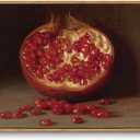 ARPEOTCY Still Life Vintage Wall Art, Pomegranate Fruit Framed Canvas Art Decor, Classical Farmhouse Wall Decor for Living Room, Large Vintage Painting for Kitchen, Dining Decorations, 16x24 inch (24L" x 16W")