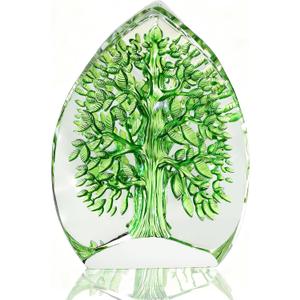 QFkris Crystal Tree of Life Decor Figurine for Home Decor, Office Desk, 3.7" Glass Tree of Life Paperweight for Positive Energy, Money, Good Luck Birthday Valentines Day Gifts for Women, Mom (Large)