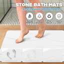 32"x20" Stone Bath Mat, Diatomaceous Earth Shower Mat, Non-Slip Super Absorbent Quick Drying Bathroom Floor Mat, Natural, Easy to Clean (Milky White)
