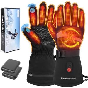 Heated Gloves for Men Women,7.4V Rechargeable Hand Warmer Gloves,3 Heat Settings,Touchscreen Waterproof Heated Large
