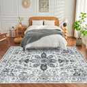 Area Rugs 8×10 Living Room Clearance 8×10 Boho Gray and White Rugs 8×10 No-Slip Low Pile Vintage Washable Rugs 8×10 Washable for Bedroom Farmhouse Living Room