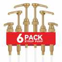 Kinfira 6 Pcs Coffee Syrup Pump Dispenser - Premium Skinny Syrup Pumps Fit for 25.4oz Torani Davinci Syrup Bottles (Gold)