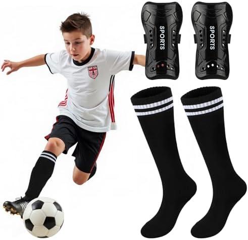 TAGVO Soccer Shin Guards and Socks for Toddler Kids Youth, Lightweight Soccer Shin Pads Protective Defender Gear for 3-5, 5-10, 10-15 Years Old Children Teen Boys Girls Sports Game, Large