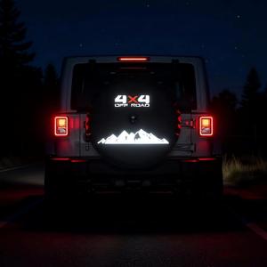 Ford Bronco & Jeep Wrangler JL - Sport & Sahara, Rubicon Spare Tire Cover with Back-up Camera Hole, Bright Reflective Pattern, Highlight Reflection at Night (XL: 285/70R17, 255/70R18)