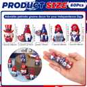 60 Pcs 4th of July Mini Gnomes Figurines Tiny Gnome Figures Independence Day Patriotic Mini Resin Gnomes Memorial Day Decor for Desktop Moss Landscape Cake Decor Party Favors