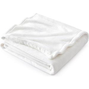 White Fleece Throw Blanket, 50x60 inches