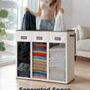 SOLEDI 200L 3-Section Laundry Hamper with Lid, Extra Large Dirty Clothes Basket with Sturdy Handles for Laundry Room & Bedroom - Durable Organizer for Sorting Laundry