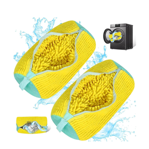 2 Pack Shoe Washing Bags for Laundry-Reusable Mesh Shoe Cleaner Bags for Washer & Dryer, Sneaker & Tennis Shoe Wash Protectors, Durable Zippered Shoe Laundry Bag (Yellow)