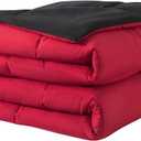 Down Alternative Bedding Reversible Comforter Queen Size - All-Season Soft Reversible Microfiber Bedding Comforter - Lightweight & Machine Washable(Black/Bright Red, Queen (U.S. Standard))