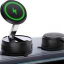 2026 Upgraded 15W MagSafe Car Mount Charger,Magnetic Wireless Car Charger,360 Rotatable Strong Hold Car Phone Mount with Vacuum Suction Cup & Nano Adhesive Base for iPhone 17 16 15 14 13 12,Samsung