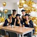 White and Gold Balloon Arch Kit, 130Pcs White and Gold Graduation Decorations with Gold Foil Star Confetti Balloons for College High School Graduation Decorations Class of 2026