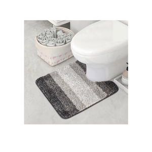 Walensee Contour Rug (20 x 24, Ombre Grey) - Non Slip, Water Absorbent, Soft Microfiber Shaggy Bath Mat, Machine Washable, U Shape Toilet Rug