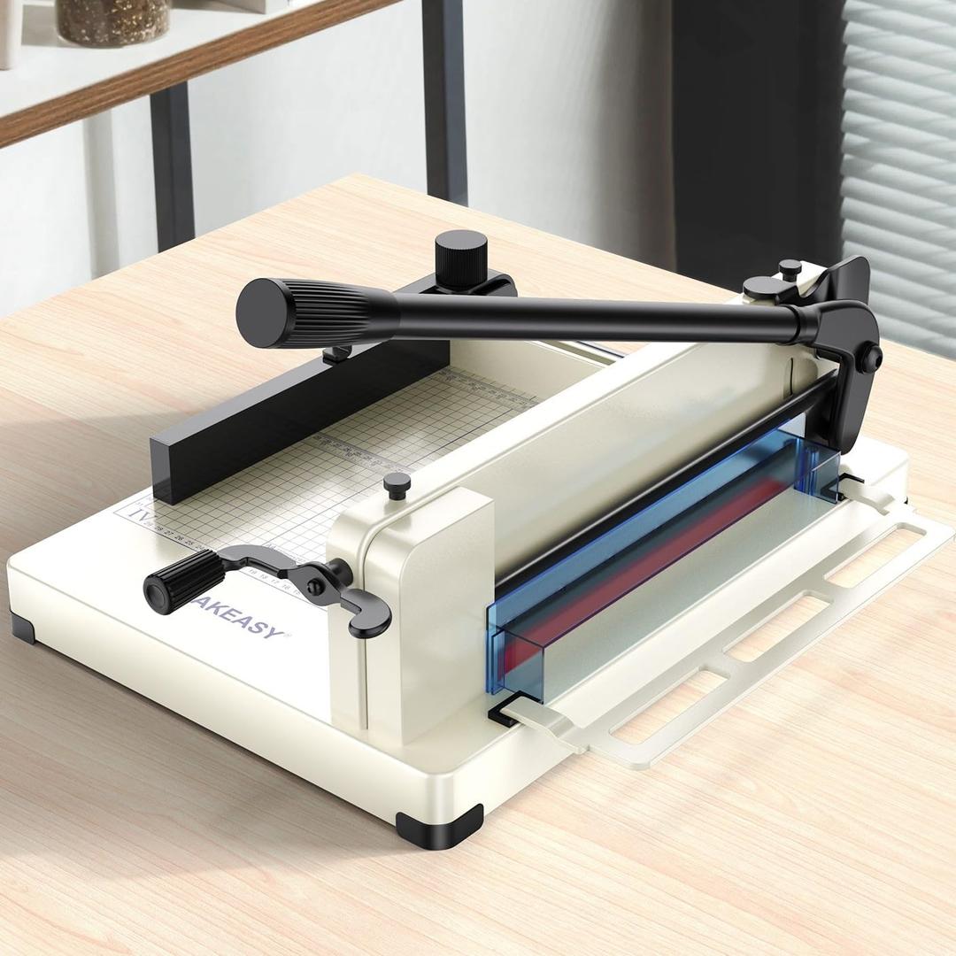 Paper Cutter 12 Inch, Heavy Duty Paper Cutter for A4 Paper, Guillotine Paper Cutter 400 Sheet Capacity, Solid Steel Construction, Beige