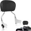 AUFER Detachable Backrest Sissy Bar Upright Passenger Backrest w/Back Rest Pad Compatible With For Touring Road King Electra Glide Street Glide Road Glide FLHR FLHX FLHT FLTR 1997-2008Chrome