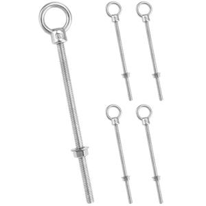 QWORK 316 Stainless Steel Machinery Eye Bolt with Shoulder, 5 Pack 5/16"x6" Long Stainless Steel Marine Grade Shoulder Eye Bolt, Threaded Eyebolts