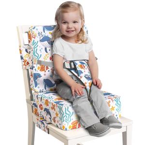 Booster Seat for Dining Table, Toddler Booster Seat for Dining Table with Safety Buckles, Anti-Scratch Easy Cleaning Toddler Seat for Table (White-Fish)