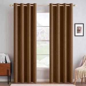 MIULEE Linen Texture Curtains for Bedroom Solid 100% Blackout Thermal Insulated Greyish White Curtains Grommet Room Darkening Drapes for Living Room Nursery 52x96 Inch (2 Panels)