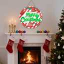 Merry Christmas Welcome Sign for Front Door with Light Strip Front Door Xmas Decoration 12.5UV-Printed PVC Foam Board Porch Sign for Christmas Decor Indoor Outdoor Home Wall(Santa Hat)