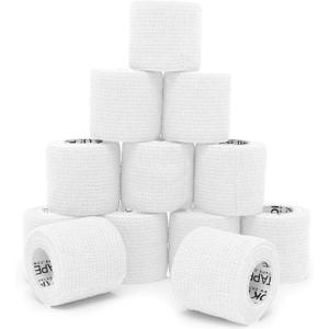 2 x OK TAPE 12 Rolls Self Adhesive Bandage Wrap, Elastic Athletic Tape, Self Stick Bandage Tape, Vet Wrap, Medical Wrap for Wrist, Feet, 2" x 5 Yards - White