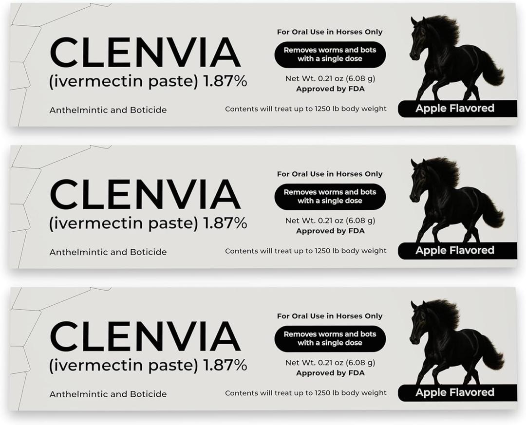 Horse Paste 1.87%  Apple Flavored Wormer  6.08g Tube  Treats Up to 1250 lb (EXP 10/31/27)